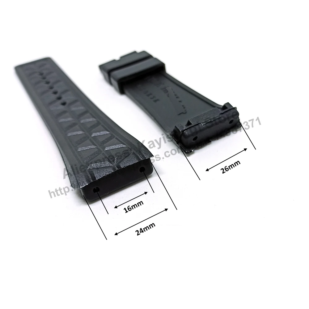 16mm Black Rubber Watch Band / Strap Compatible for Franck Muller Lykan