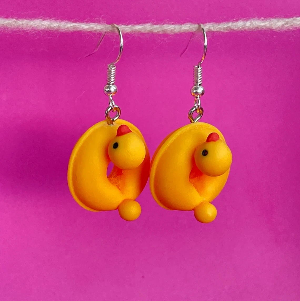Cute Yellow rubber Ducky EARRINGS | Farm animal earrings | dangle earrings | animal earrings | bathtub duck earrings