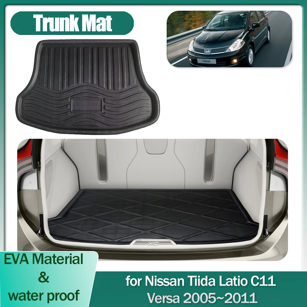 

Car Trunk Mat for Nissan Tiida Latio C11 Versa 2005~2011 Boot Liner Cargo Floor Tray Luggage Carpet Waterproof Cover Accessories