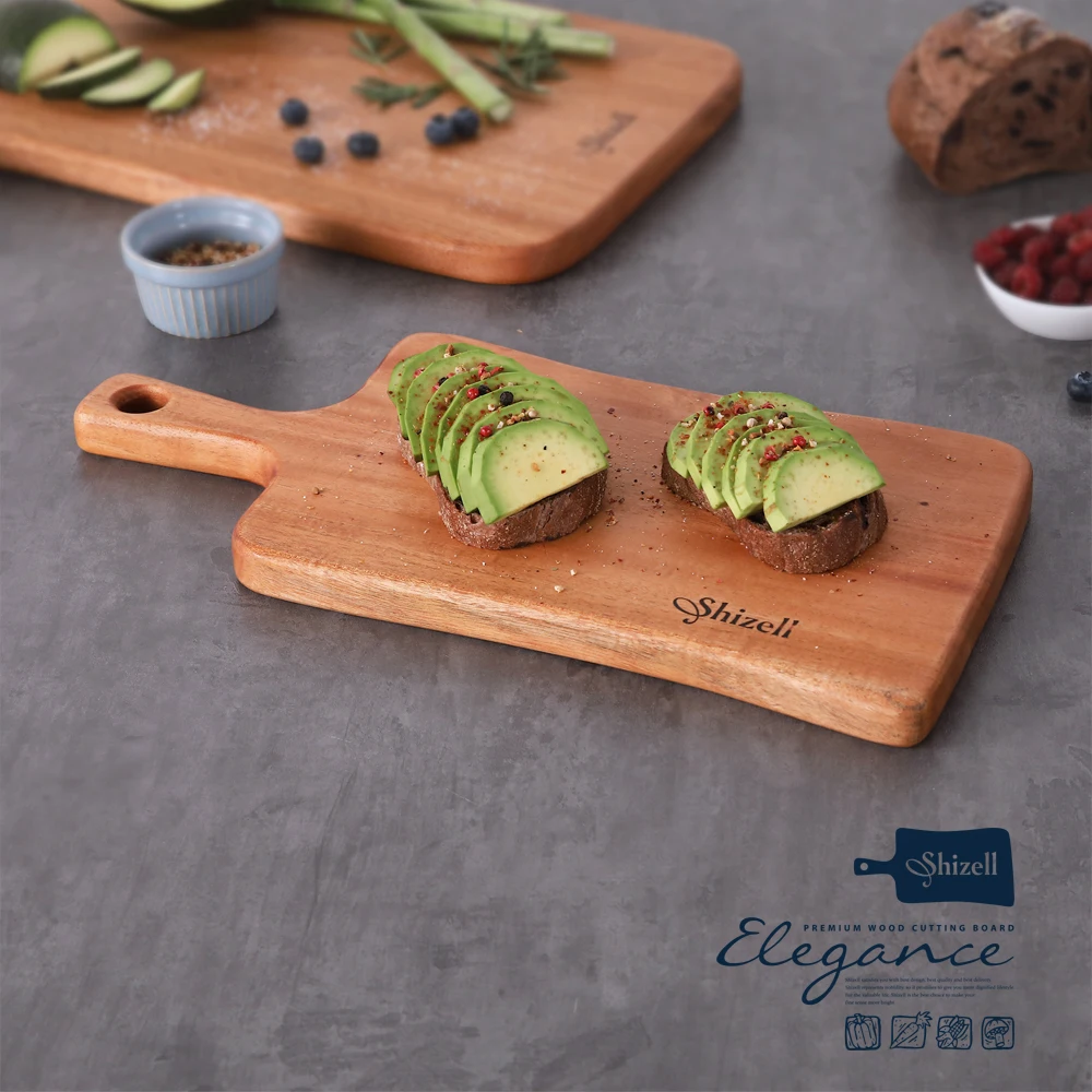 Elegance Solid Wood Wave Handle Cutting Board Wooden Plating Kitchenware