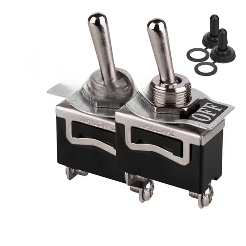 2 SZTUK SPST Wodoodporny przełącznik dwupozycyjny DC 12V-24V 15A 250V Marine Heavy Duty 2-pinowe zaciski widełkowe ON Off do łodzi samochodowych — zdjęcie 2