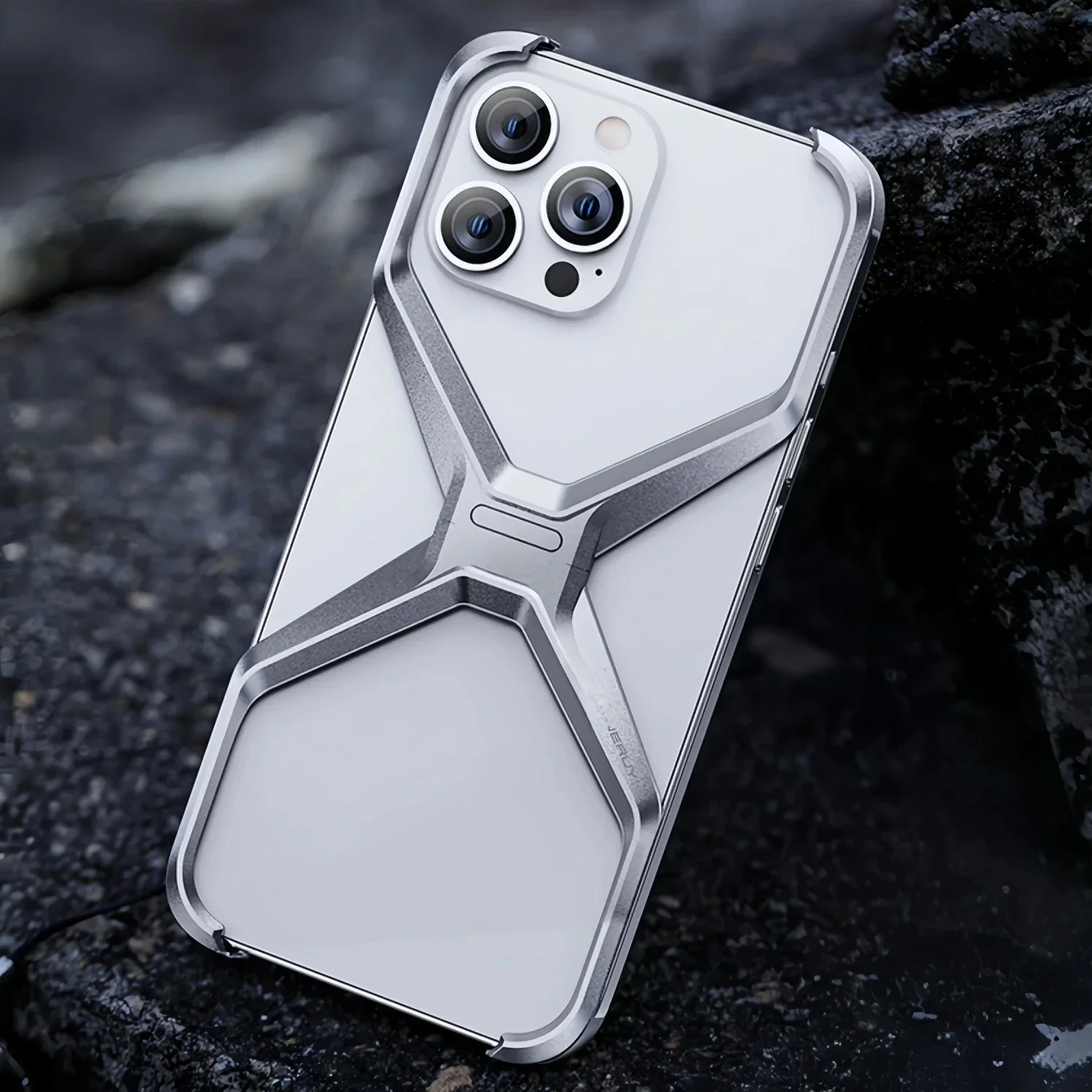 Luksusowe zdejmowane etui na telefon bez oprawek ze stopu aluminium X do iPhone'a 16 15 14 13 Pro Max Metalowa ramka z rozpraszaniem ciepła — zdjęcie produktu 7