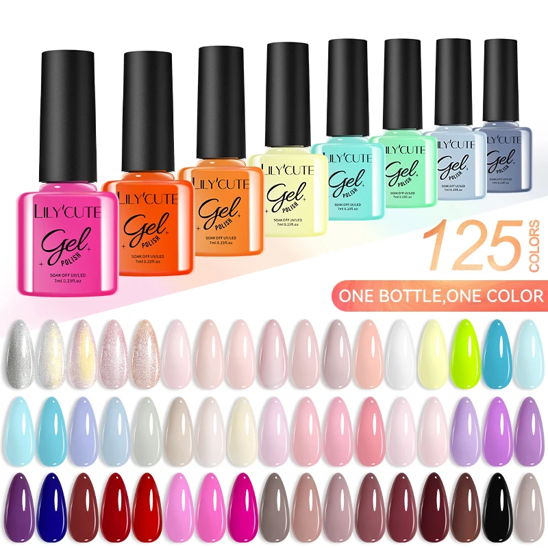 LILY‘CUTE 7ML Colorful PInk Red Gel Nail Polish Sparkling Effect Manicure Semi Permanent Soak Off Nail Art Gel Varnish