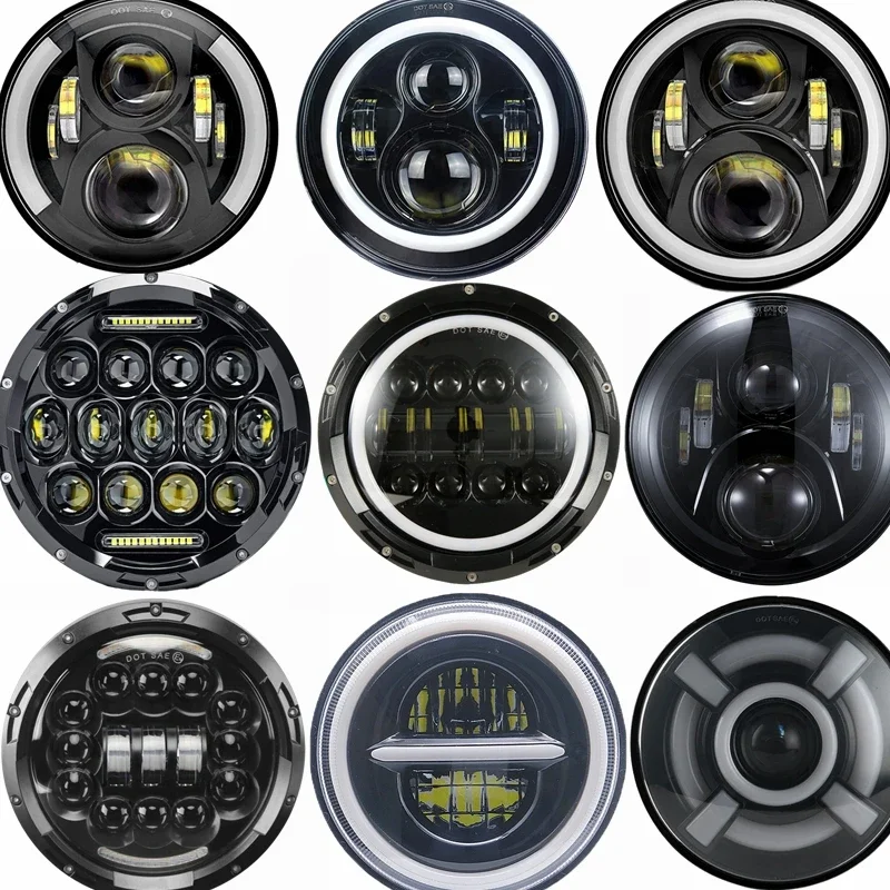 2x Samochodowy 7-calowy reflektor LED Hi/Low H4 Halo Angle Eyes DRL Do Jeep JK TJ OffRoad Defender Hummer 4x4 Suzuki Samurai Reflektor — zdjęcie 2
