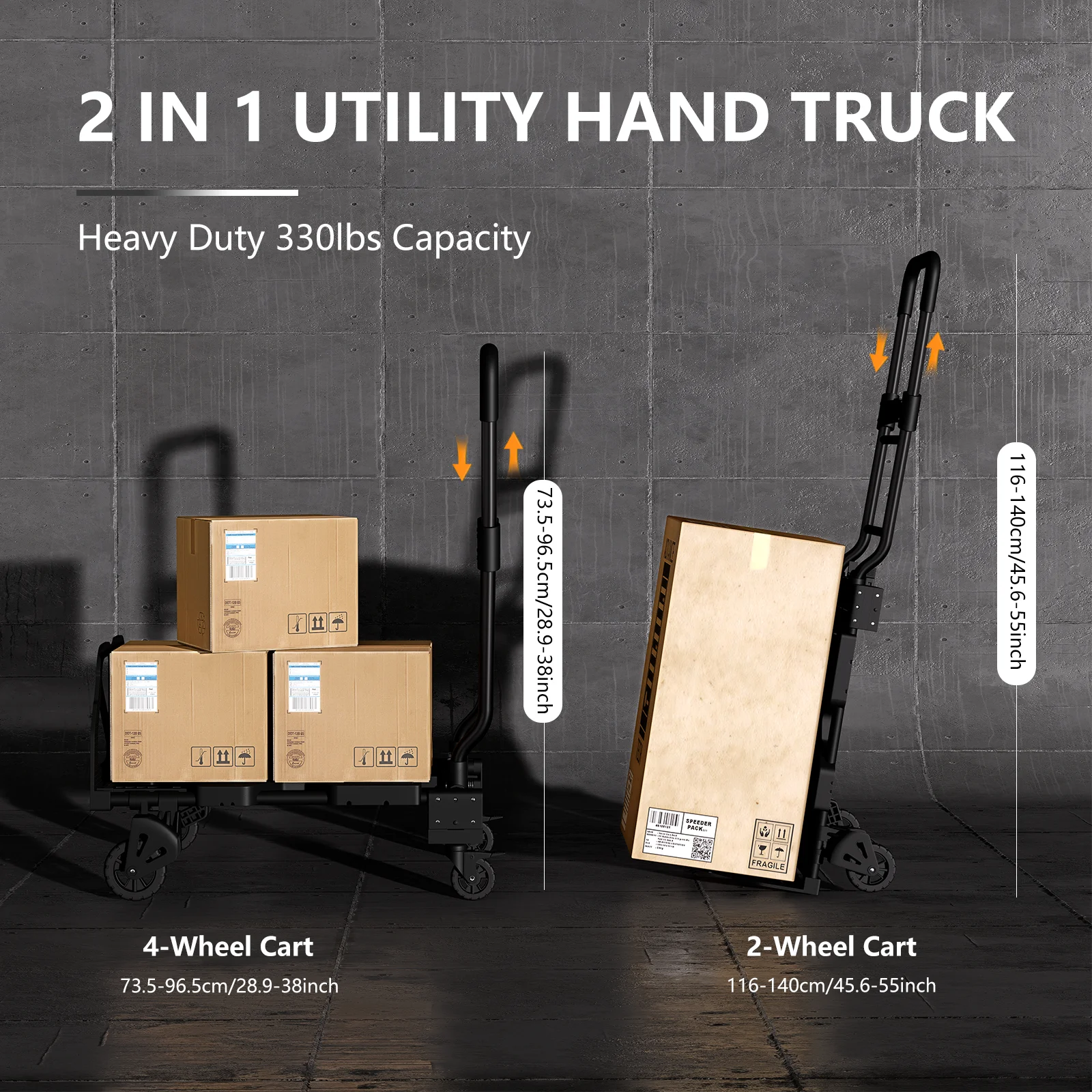 LEADLOONG Portable Tool Cart Transformable Hand Cart with Collapsible Basket Foldable Trolley