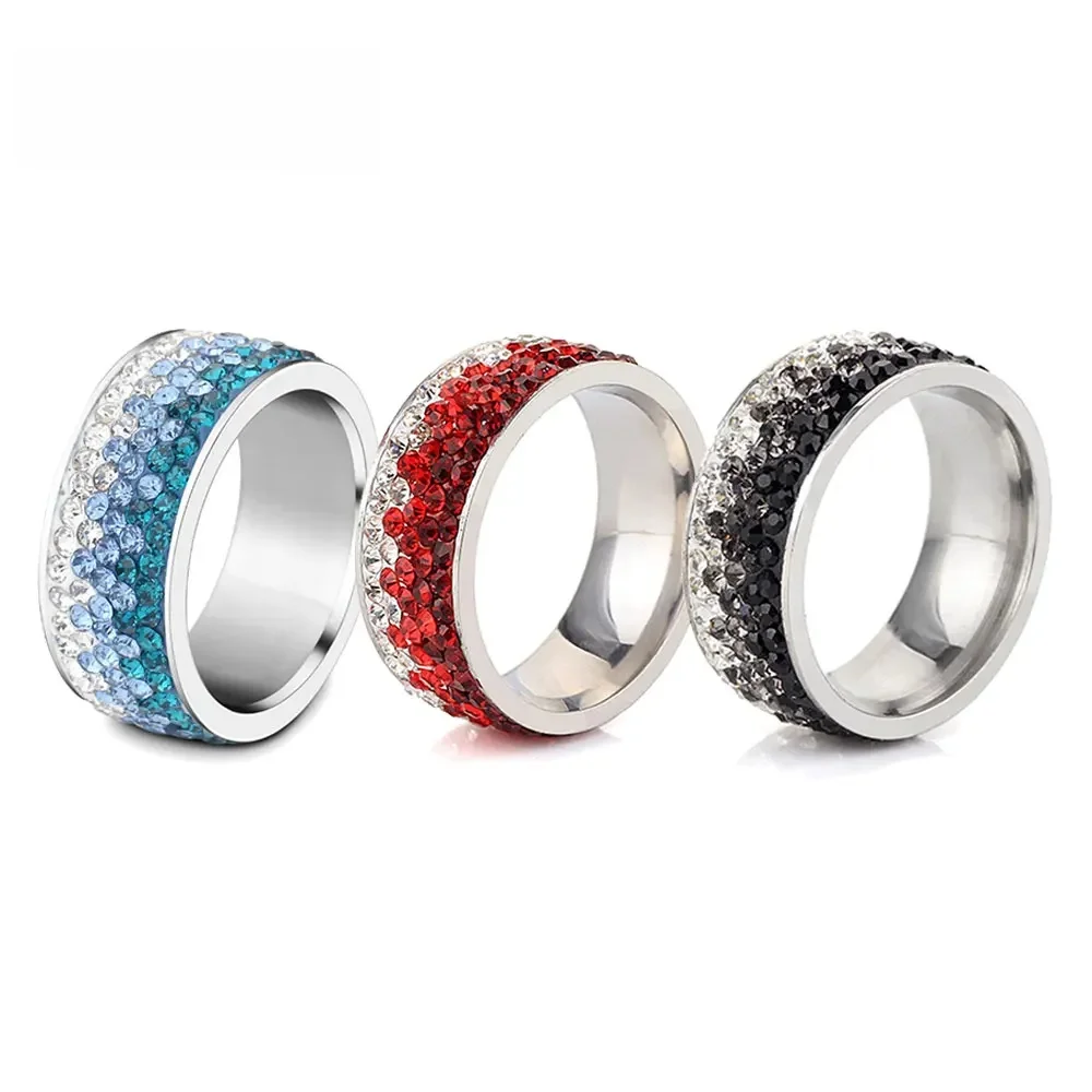8mm modny diamentowy inkrustowany pierścionek gradientowy dla kobiet mężczyzn ze stali nierdzewnej wykwintny pierścionek biżuteria impreza prezent urodzinowy sprzedaż hurtowa — zdjęcie 2