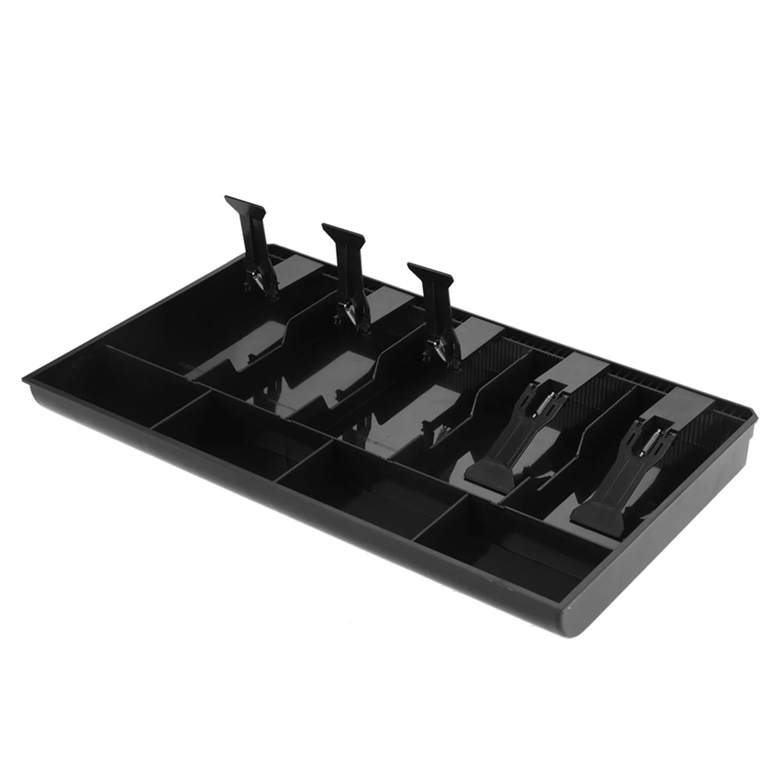 Five Grids Cash Drawer Register Insert Cash Coin Tray Cashier Tidy Storage Safe Box Black Plastic Storage Box Rack