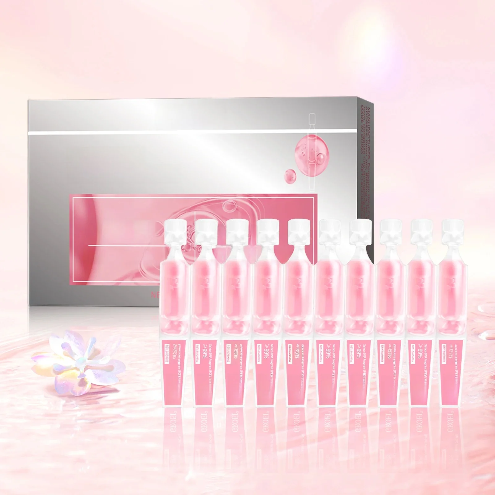 Sérum PDRN hydratant, répare, éclaircit, réduit l'affaissement, soins pour la peau, Essence, soins Anti-vieillissement, traitement du visage, 10 pièces/boîte