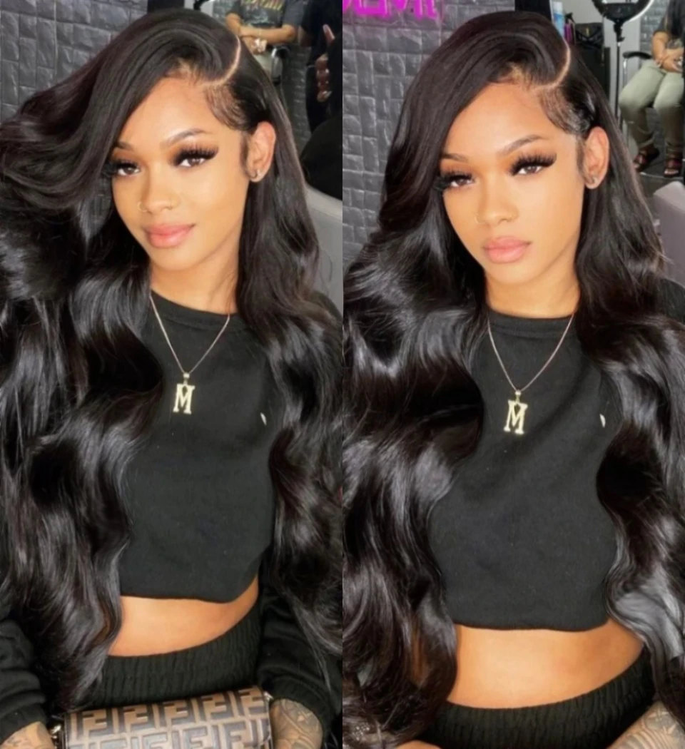 

13x6 Lace Frontal Human Hair Wig Body Wave Natural Black Glueless Brazilian Hair Wigs Special 180% Density For Fashion Women