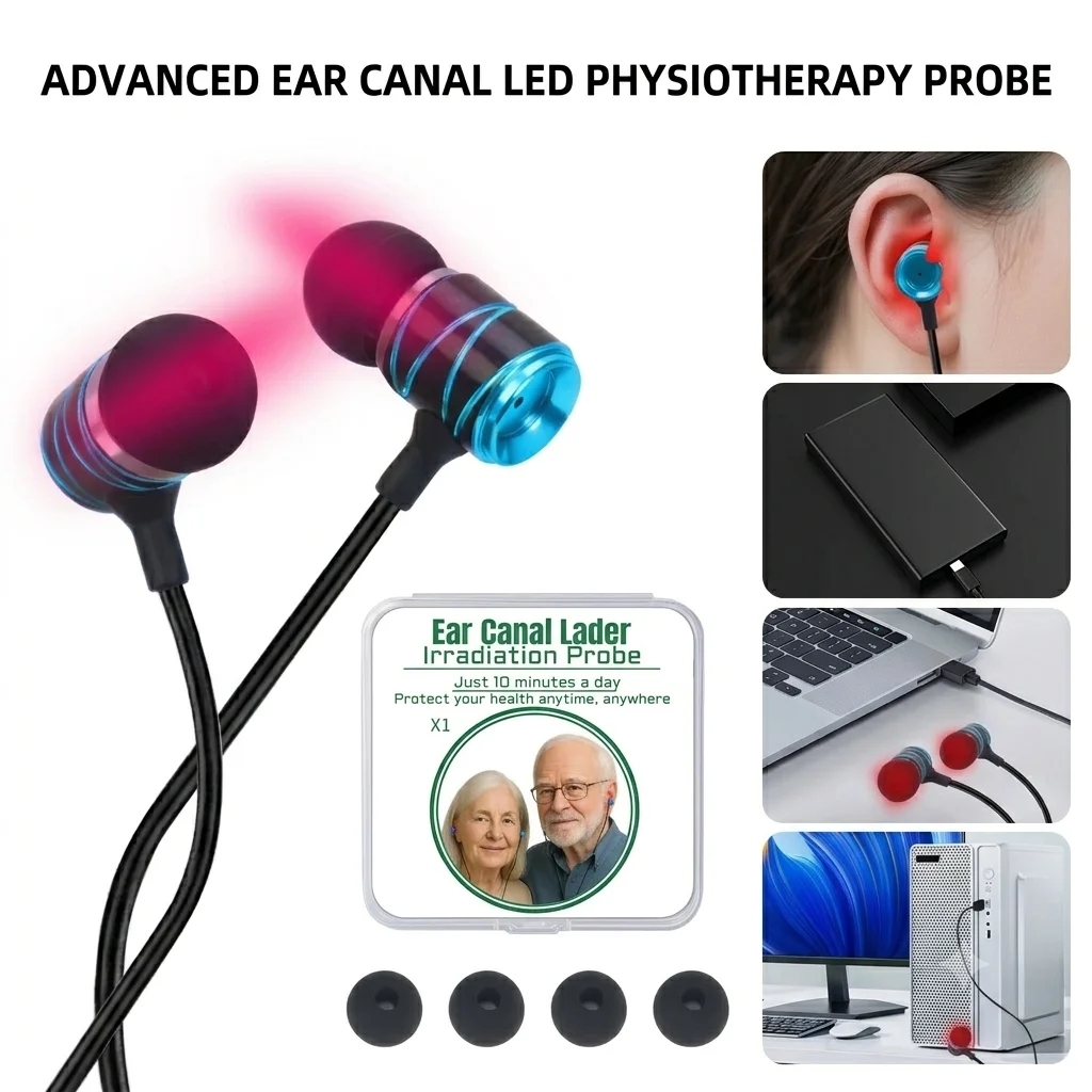 650nm Red Light Ear Canal Therapy Line Diode Laser Physiotherapy Probe Tinnitus Relief Hearing Loss Cold Laser Therapy Ear Care