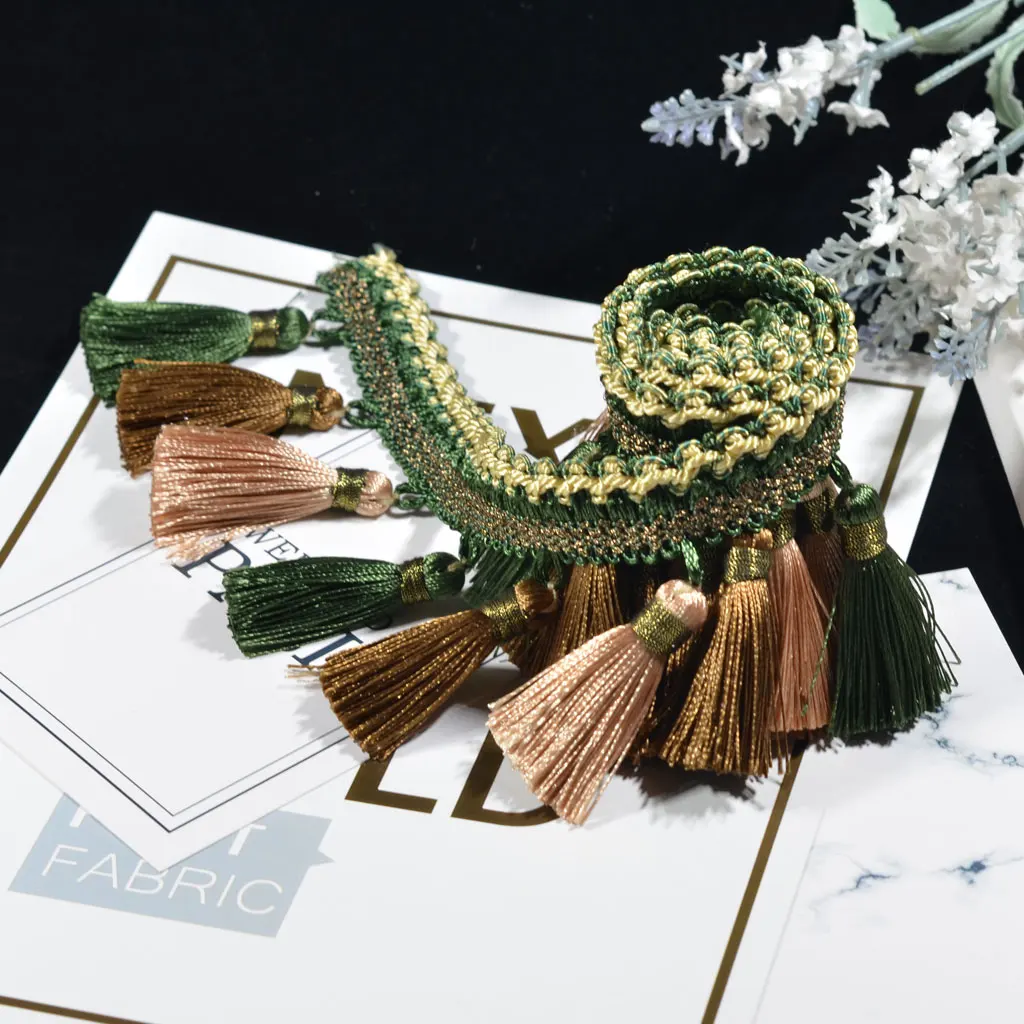 1 Yard European Tassel Edging Fringe Trim Embellishment Curtain Embellishment DIY Parts for Clothing Curtain Millinery Decora