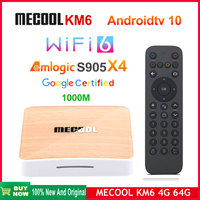 [Genuine]Mecool KM6 Deluxe ATV Android10 TV Box Amlogic S905X4 4G 64G Dual Wifi6 BT5.0 1000M Google Certified Smart Media Player