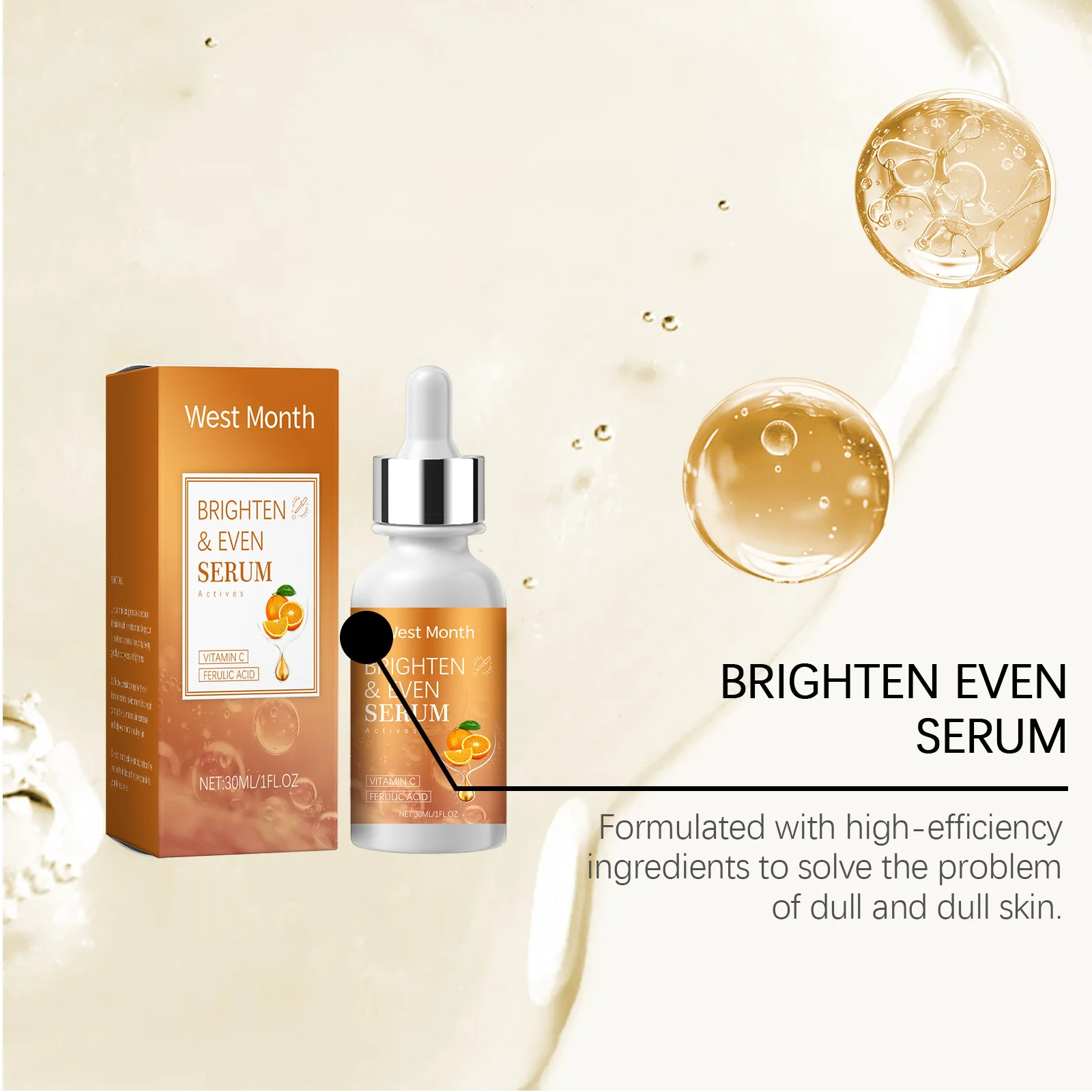 West Month 30 مللي فيتامين C مصل تفتيح الوجه يغذي البشرة بشكل مملة حتى لون البشرة ترطيب عميق جوهر الوجه الناعم #4