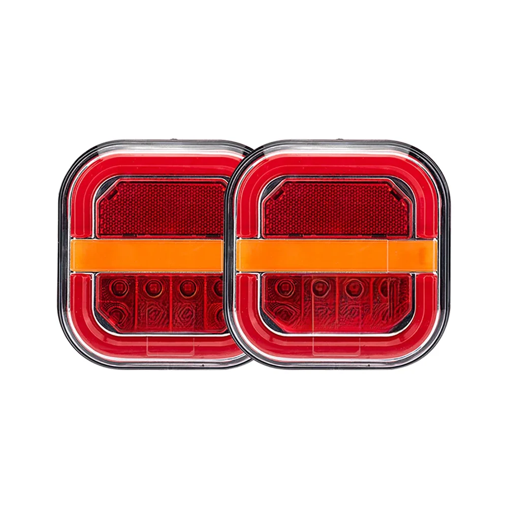 2sztKwadratowe 4-calowe światło tylne LED Lewe prawe tylne światło hamowania Licesen Plate Taillight 12V 24V Turn Signal For TrailerVan Bus Pickup — zdjęcie 2