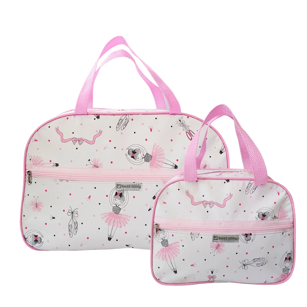 2 Kit Maternity Bag Baby Girl Suitcase Mom Maternity Bag Resistant Princess Ballerina Pink Children's Print