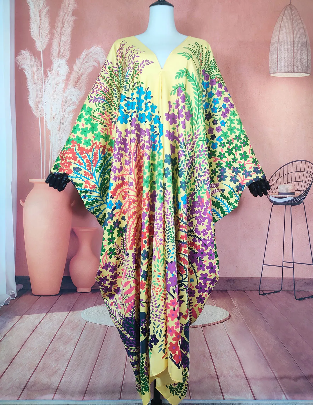 Robe caftan décontractée à col en V pour femmes, robe musulmane, abaya, bohème, blogueur de mode populaire, sexy, plage, fête, cartographie, été, 2022