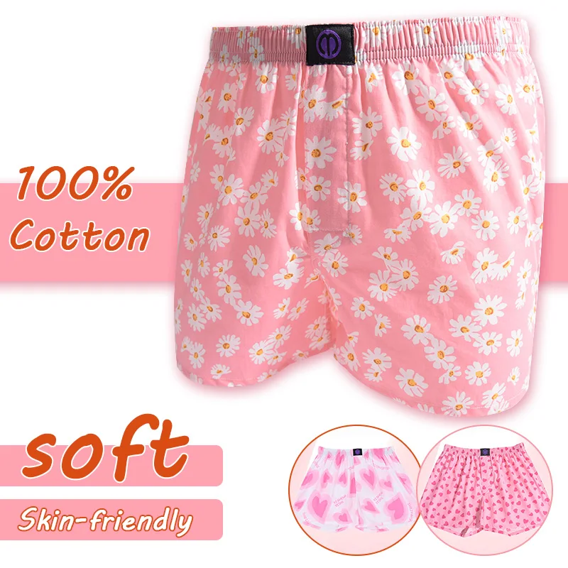 

Woman Comfort Boxer Pink Chrysanthemum Summer 2025 New Soft Cotton Shorts Beach Reathable Underpants Boxershorts Home Sleeping