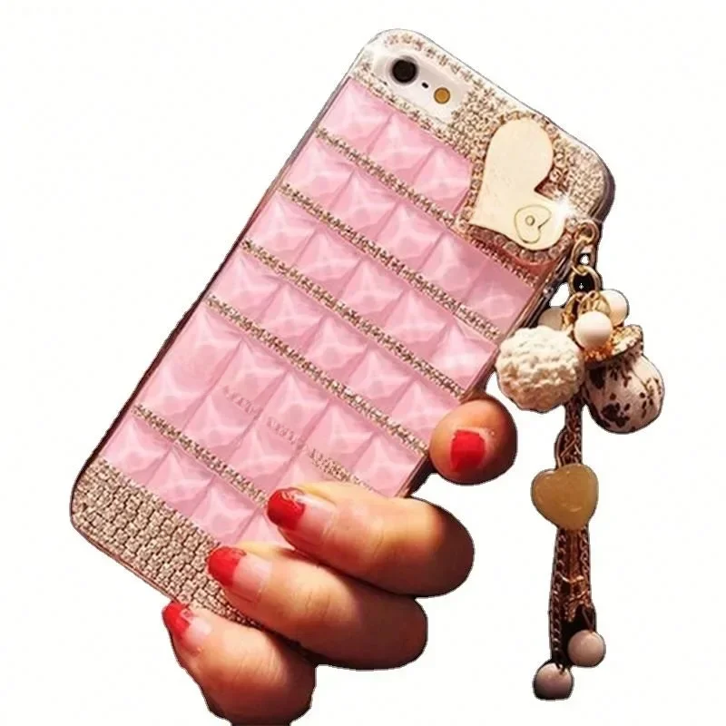 Love Heart breloczki do iPhone'a, diamentowe etui na telefon z kryształkami, Bling Cover, luksus, 15, 14, 13, 12 Pro Max — zdjęcie produktu 7