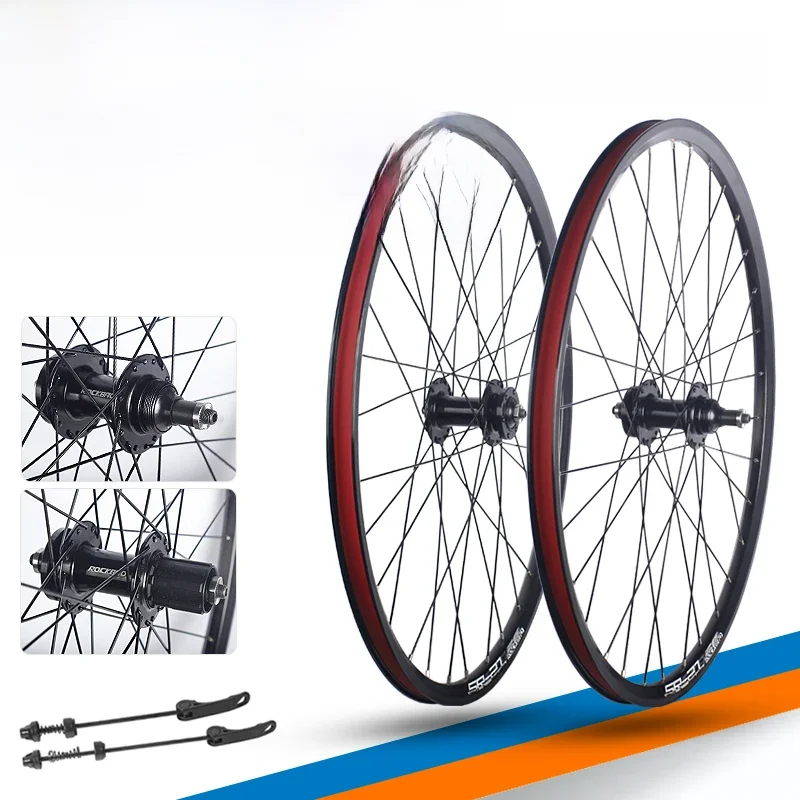 AliExpress NONE ROCKBAO 20inch Bicycle Wheelset Disc Brake Double Aluminum Alloy Rim 2Bearings 6-10Speed 406/451 Bike Wheel Set