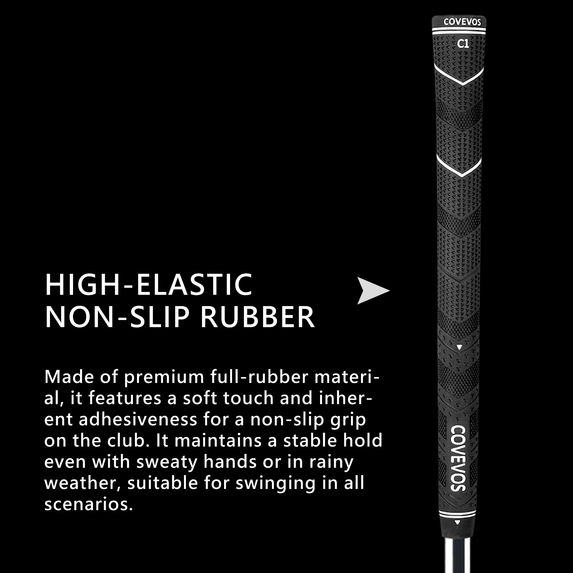 13-Pack Golf Grips, High-Elastic Non-Slip Rubber with Strong Shock Absorption, All-Weather Applicable