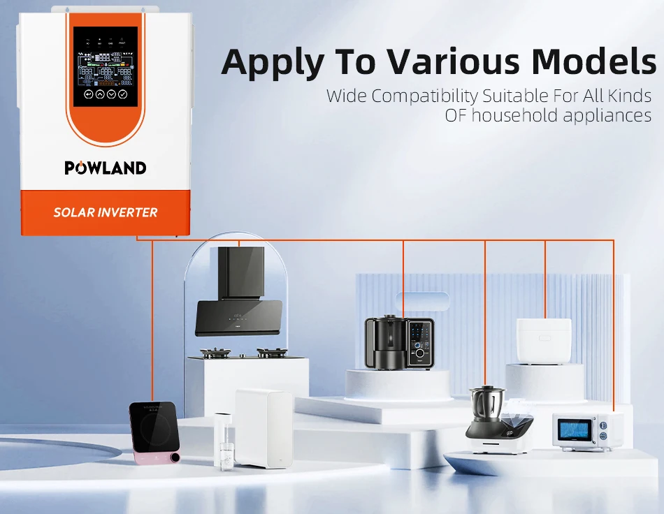 POWLAND 9000VA Hybrid-Solarwechselrichter 48VDC 7000W MPPT 120A 60-500VDC PV-Eingang Reiner Sinuswellen-Wechselrichter mit WIFI-Unterstützung BMS – Detail 3