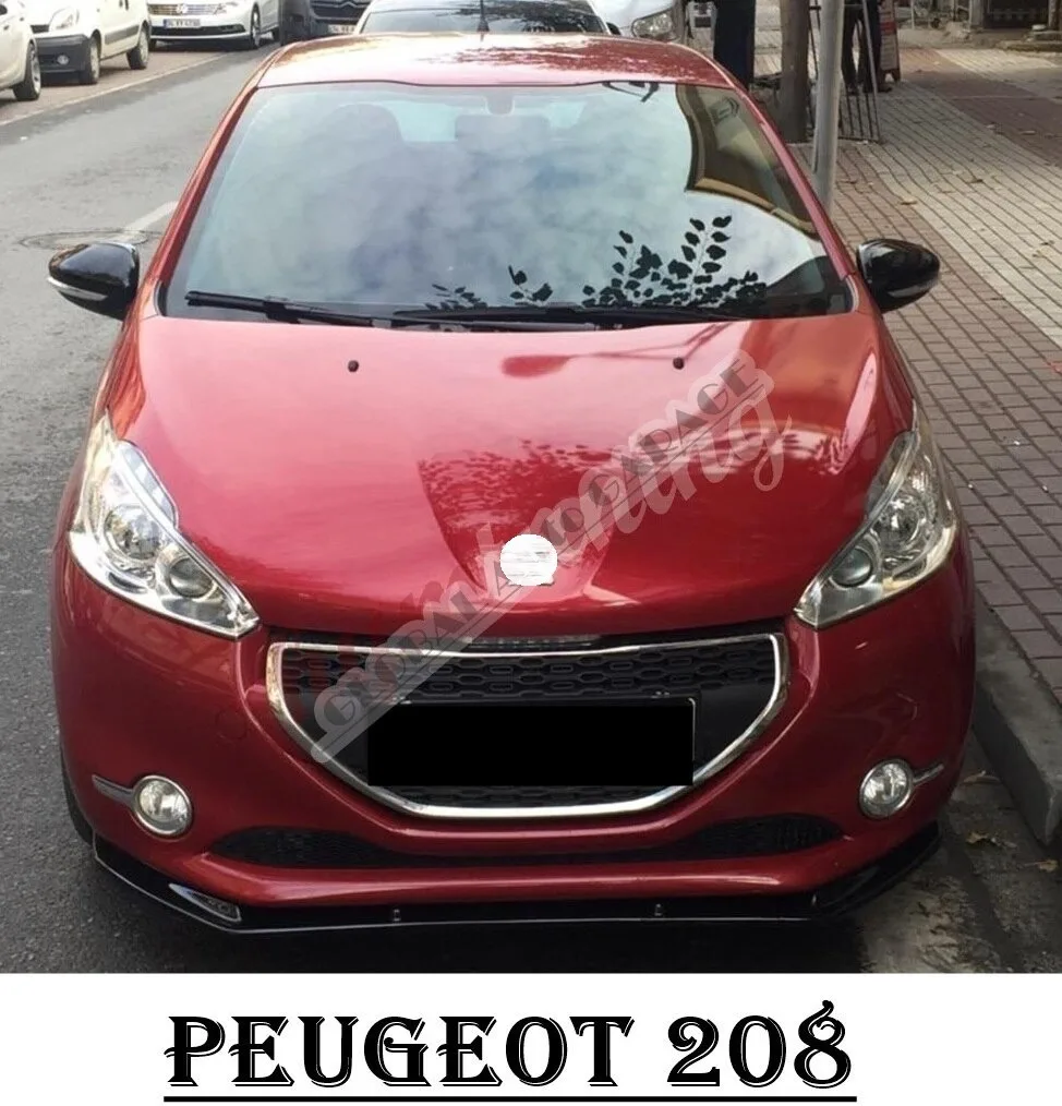 For Peugeot 208 Front Bumper Attachment Lip 2012-2020 Piano Glossy Black Splitter Diffuser Universal Spoiler Bumper Mud Flaps