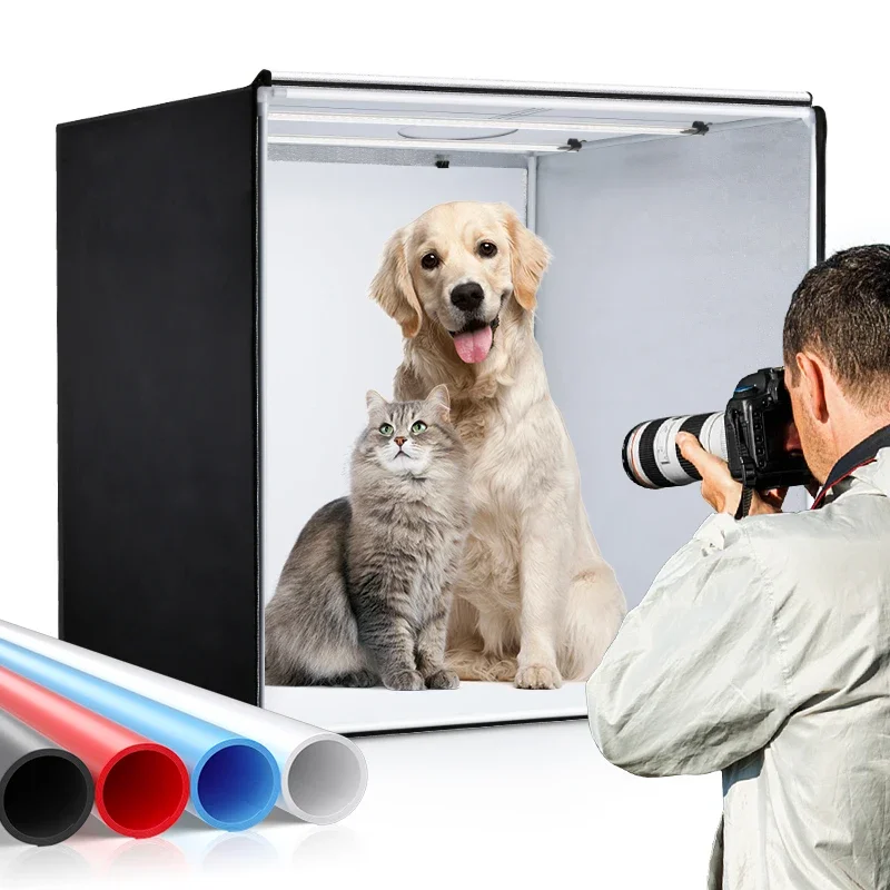 Fotostudio Lichtbak 80 Cm/32", 24 W Professionele Verstelbare Helderheid Shoot Box Met 2 Led-verlichting Soft Box Voor Item Licht Tent - afbeelding 2