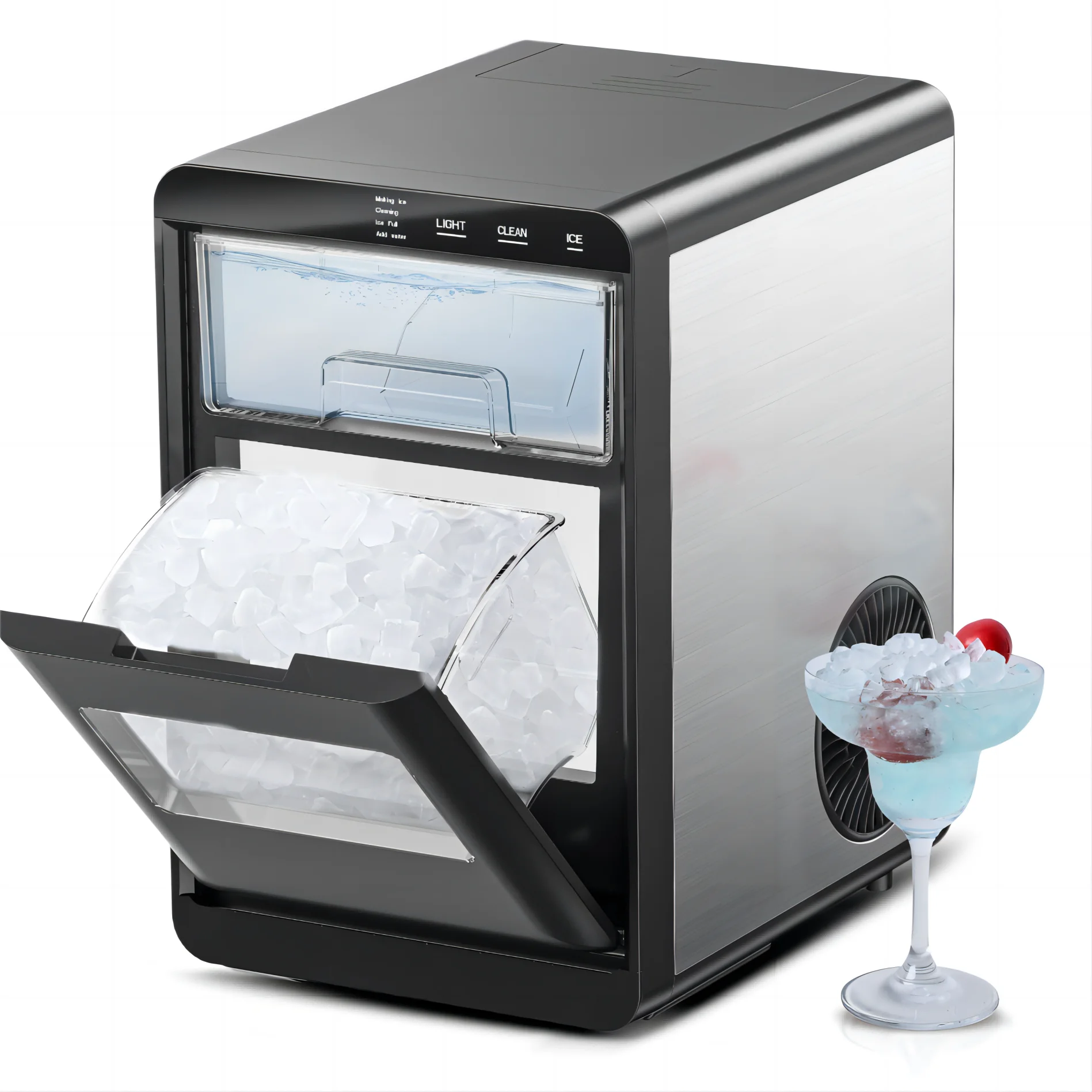 ICYGLEE Ice Maker 44Lbs/24H Pebble Ice Maker Machine Self Cleaning Pellet Ice Machine Sonic Ice Machine for Home Kitchen Office