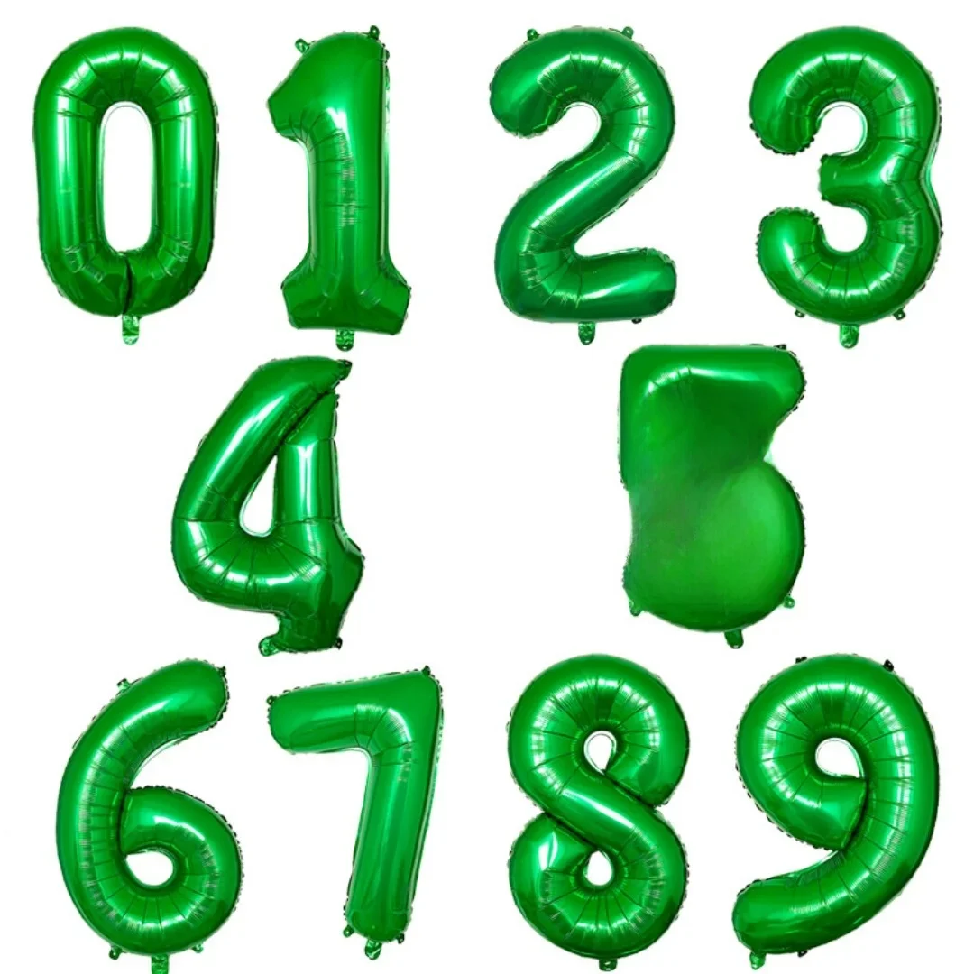 32-calowe duże ciemnozielone balony numeryczne Jungle Safari Balon urodzinowy Balon foliowy 0 1 2 3 4 5 6 7 8 9 globos Balls — zdjęcie 2