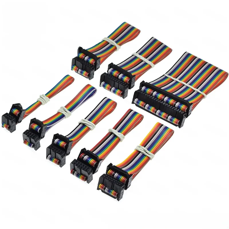 Fc couleur ligne 2.54 6/8/10/16/20/26/40/50 broches ruban plat Jtag Isp télécharger câble de données Dc3 Idc boîte en-tête ordinateur connecteur fil