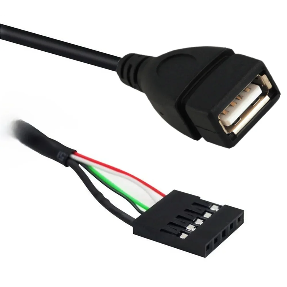 1 szt. 10 cm USB 2.0 typu A żeński na Dupont 5-pinowy żeński adapter danych płyty głównej Czarny kabel — zdjęcie produktu 7