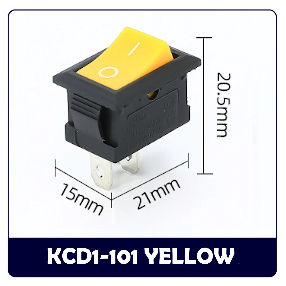 KCD1-101 interruttore a bilanciere ON-OFF 2 pin SPST contatto in rame 15*21mm 6A 250VAC /10A 125VAC