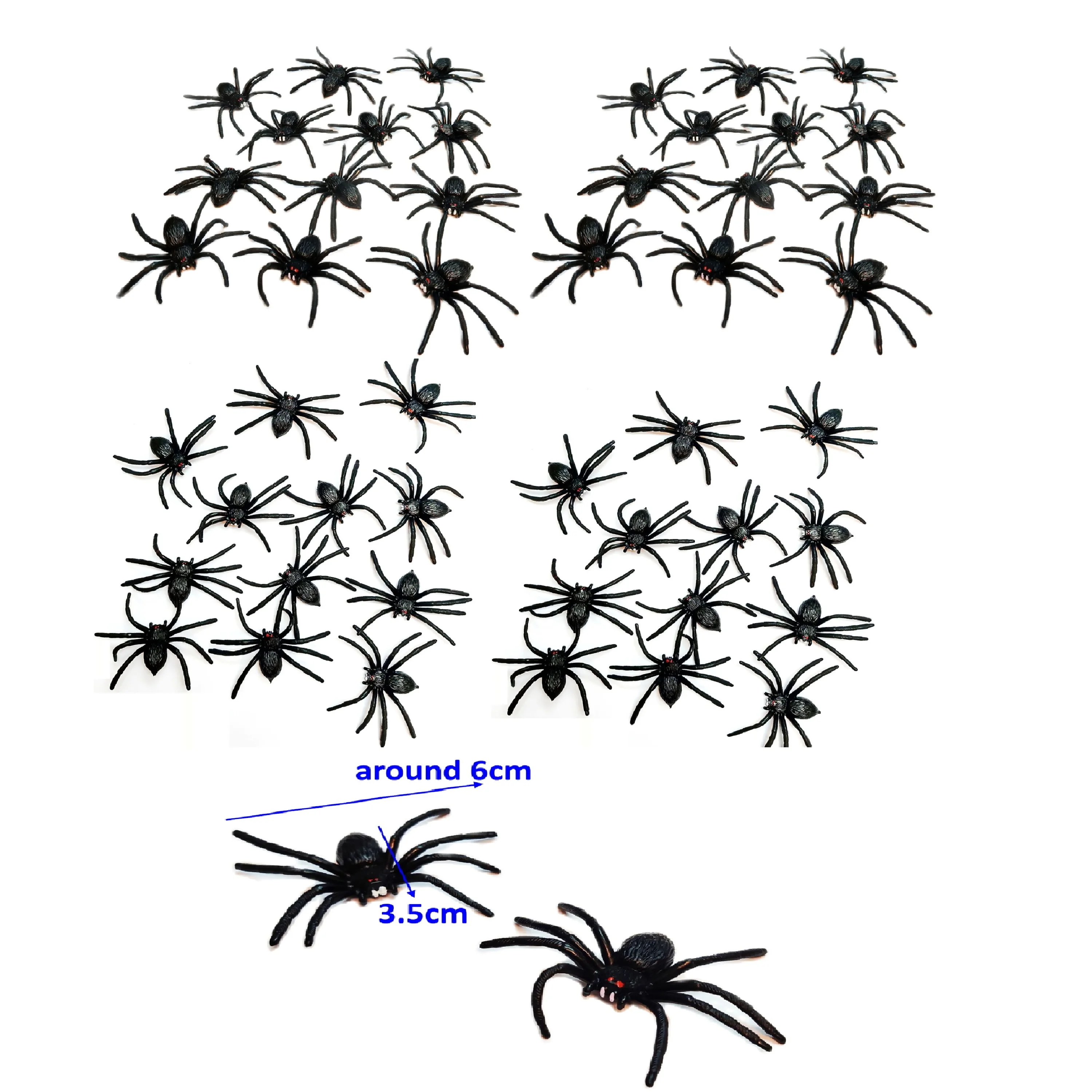 100 Pc, 6cm, Black Spider, Bugs Insect, Pinata Bag Filler Novelty Toy, Horror Joke, Halloween Party Favors, Birthday Gift, Prize