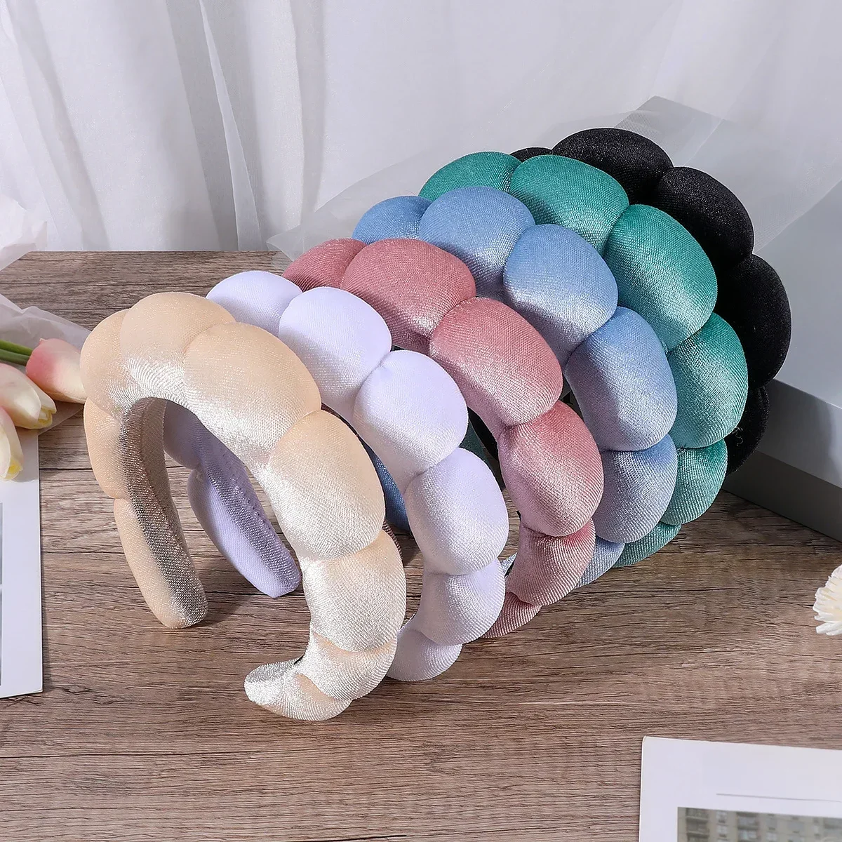 Éponge bandeaux pour femmes filles gonflé bandeau de cheveux maquillage bulle Terry tissu Co Spa rétro bandeau femmes cheveux accessoires chapeaux
