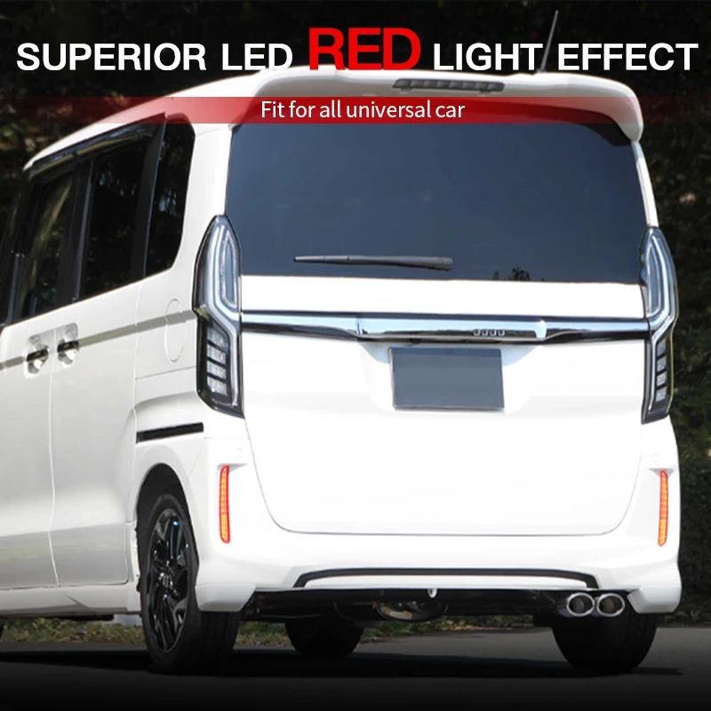 2 قطعة LED المصد الخلفي ضوء الضباب مصباح أحمر/أسود عدسة لهوندا N-Box LED المصد الخلفي عاكس ضوء اكسسوارات السيارات