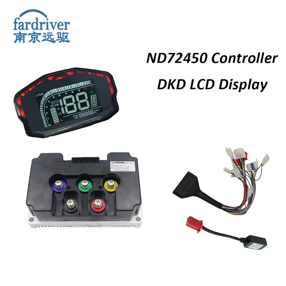 

FarDriver ND72450 Controller 72V 190A with DKD LCD Speedometer Display Kits Programmable for Electric Motorcycle Scooter Motor