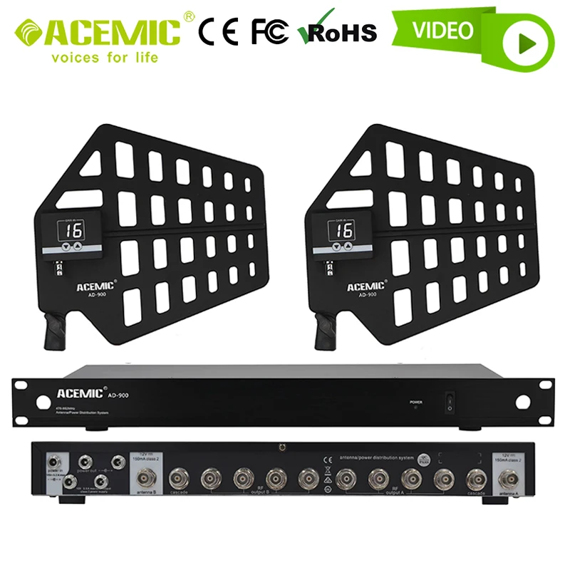 

Antenna Distribution System Power Distributor Amplifier Unit Wireless Microphone Professional UHF 10 Channel for Stage ACEMIC