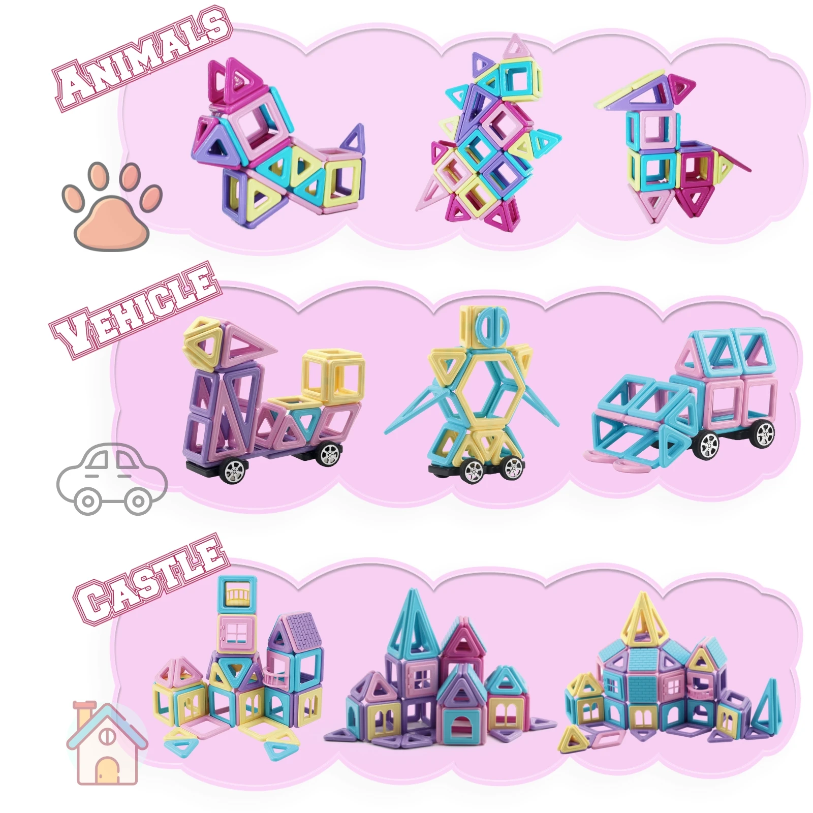 Blocs de construction magnétiques Mini taille 135 pièces, jouets éducatifs STEM pour garçons et filles de 3 4 5 6 7 8 ans