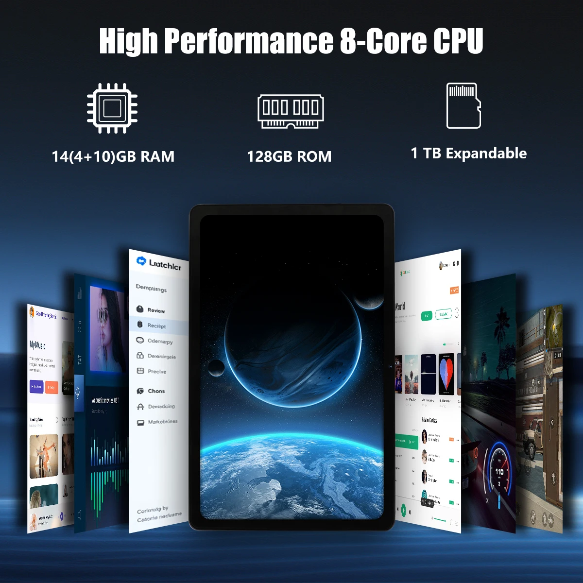 C108 Octa-Core Android 14 Tablet da 10.1 pollici 14(4+10) GB + 128 GB Octa-Core con tastiera wireless Stilo Migliore strumento per lo studio online