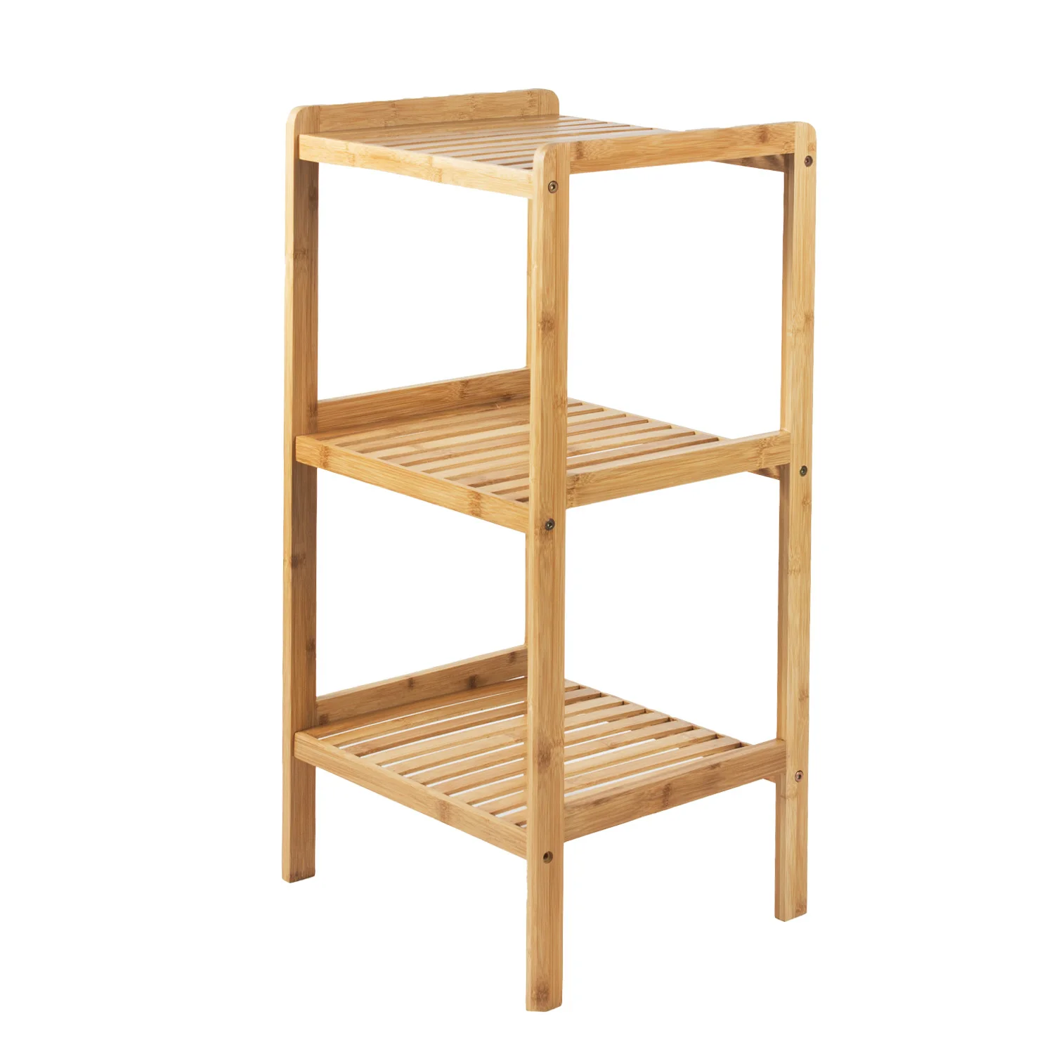 Bamboe badkamerkast opbergrek voor handdoeken, cosmetica en andere badkameraccessoires 370x330x780mm 3 planken GB321 GroenBlauw