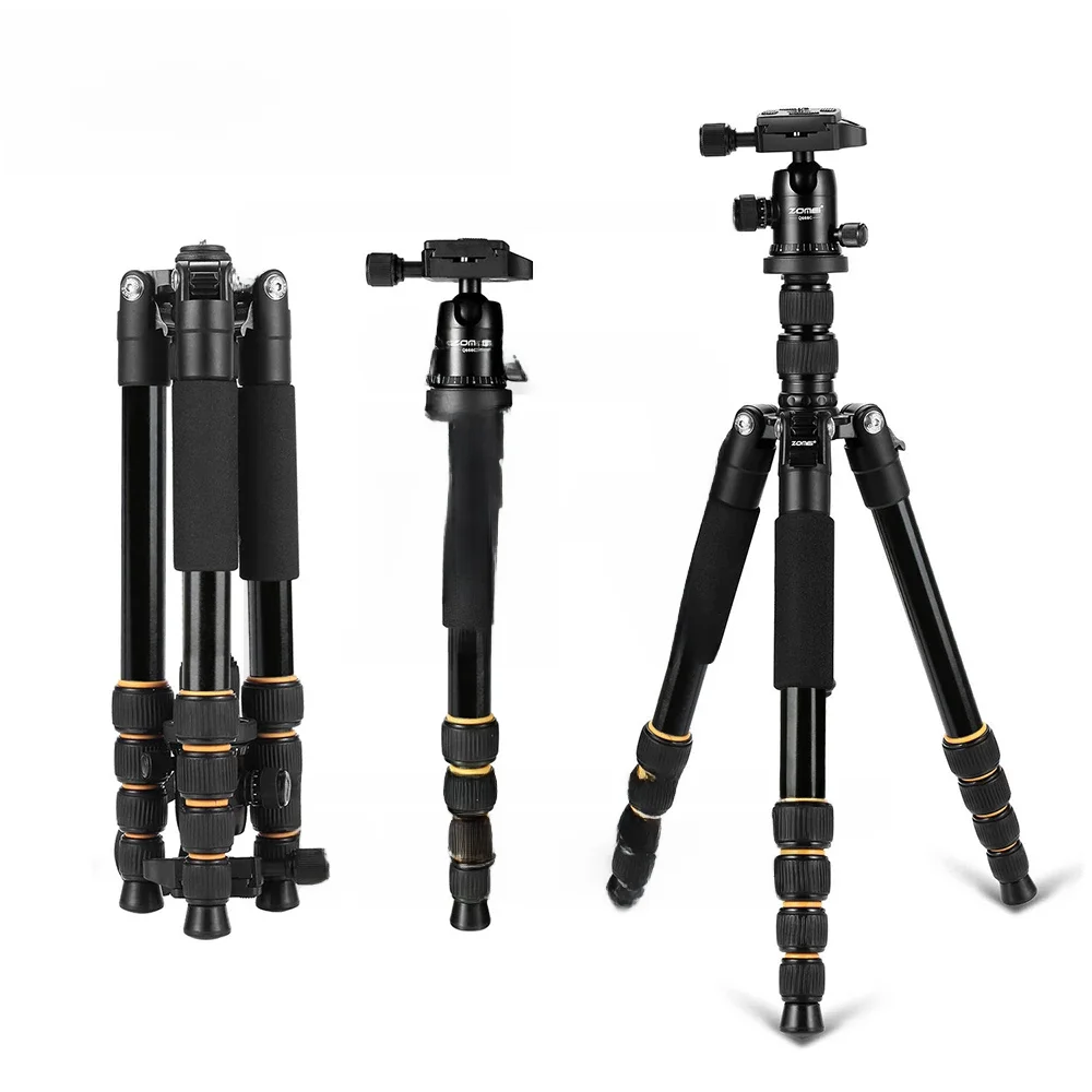 Nowy ZOMEI Q666 profesjonalny zestaw statywu ze stopu Aluminium Monopod Ballhead do podróży aparat DSLR lekki kompaktowy przenośny stojak — zdjęcie 2
