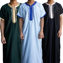 Vêtements traditionnels islamiques pour hommes, robe de prière djellaba marocaine, Kaftan arabe brodé, style ethnique, Gandoura, nouveau