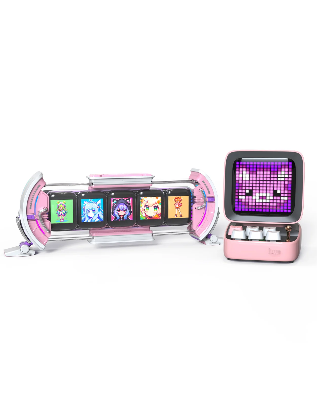 

Ditoo Pink+Times Gate Pink - Cute Pixel Display Art Bluetooth Speaker and Gaming Digital Clock Desk Setup with APP Home Decor