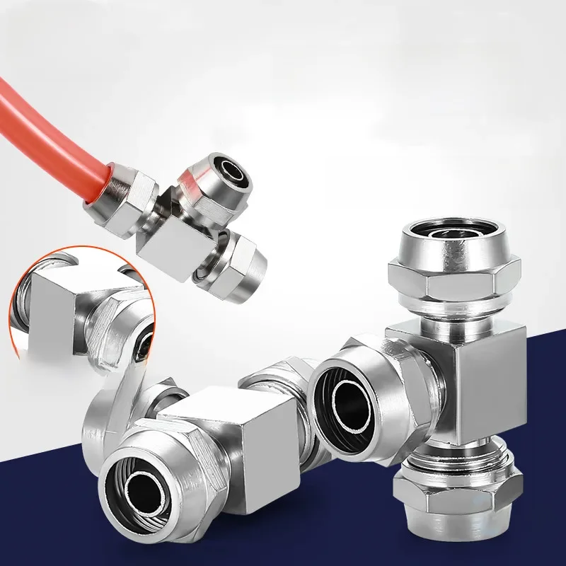 Rame nickelé PE PEG 4MM 6 8 10 12 14 16MM, raccords pneumatiques de Type T pour tuyau d'air, connecteur Qucik 6-8 – 6, 1 pièce