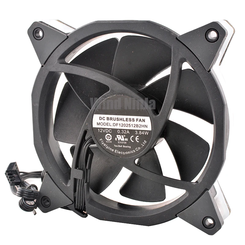 Ventilateur de refroidissement à lumière couleur RVB pliable, 12cm, 120mm, 120x120x25mm, DC 12V, 0,32 A, 3.84W, 4 broches, 3000, adapté pour processeur hôte d'ordinateur Trident X