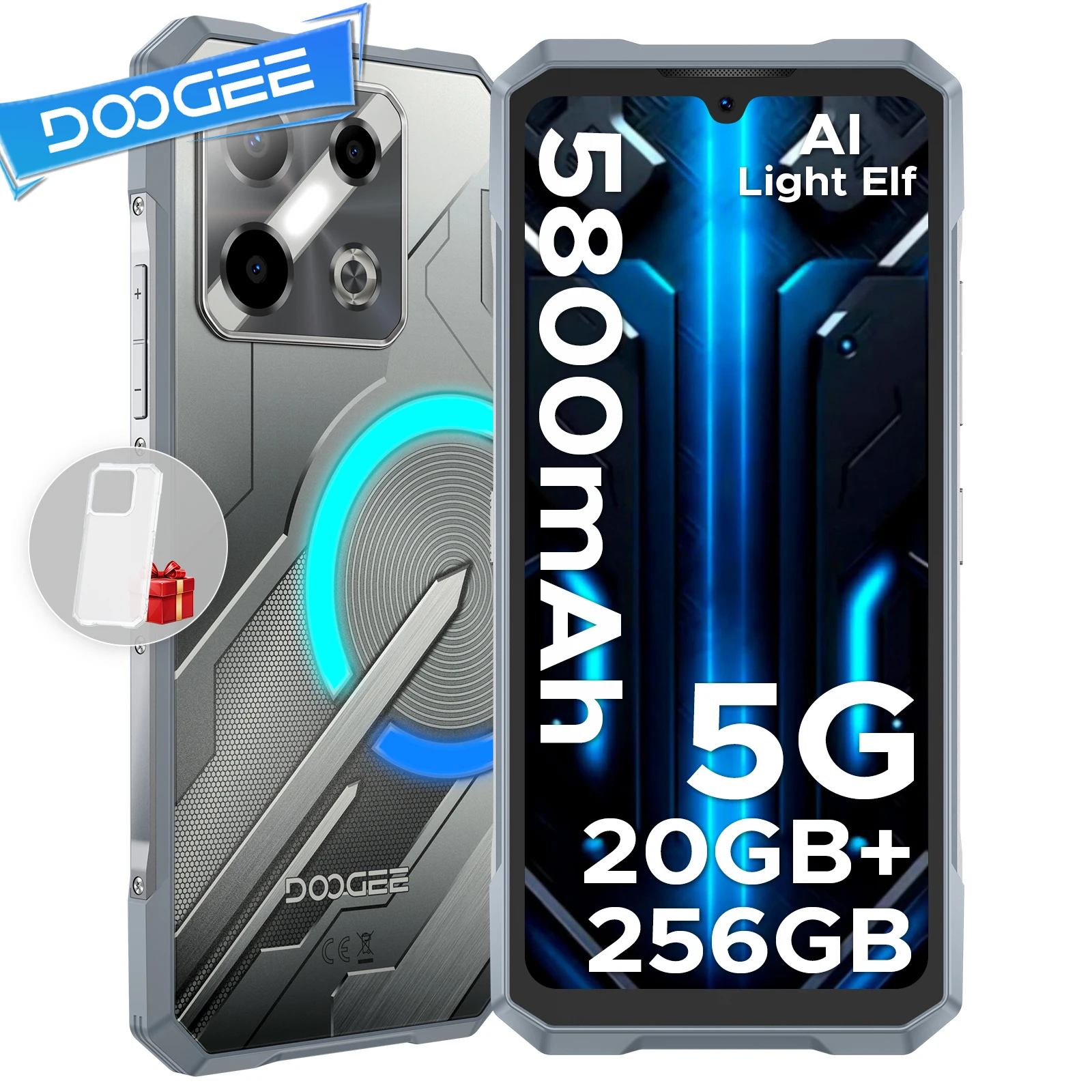 DOOGEE Blade GT Pro Rugged Phone 6.72'' FHD+ 120Hz LED Light Effect 32GB(12+20) +512GB 5800mAh Battery Android 14 Cellphone NFC