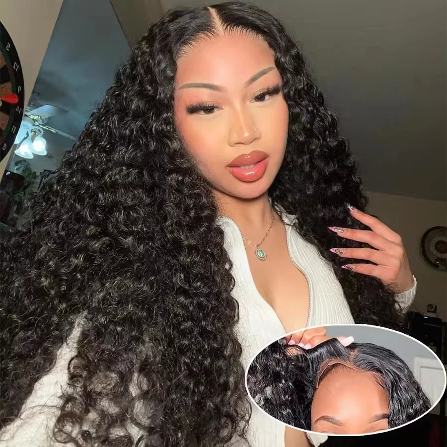 5x5 Deep Wave Water Wave Brazilian Hair Glueless Wig 4x4 Glueless Wear Go Precut Lace Curly Human Hair Frontal Wigs For Women