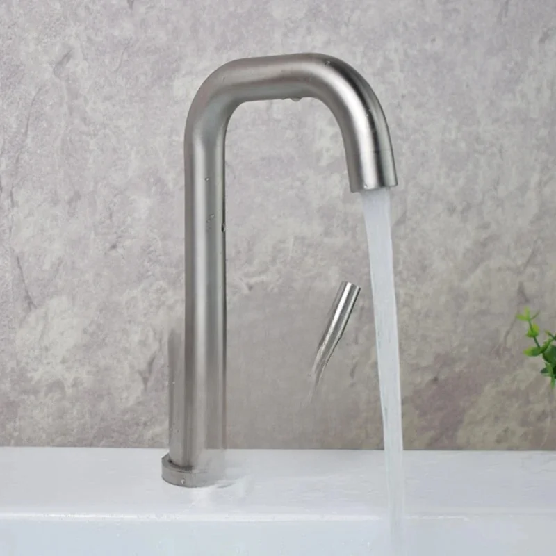304 roestvrijstalen badkamer wastafelkraan warm en koud wasmengkraan 360 draaibare wastafelkraan badkamer kraan met enkele handgreep - afbeelding 2