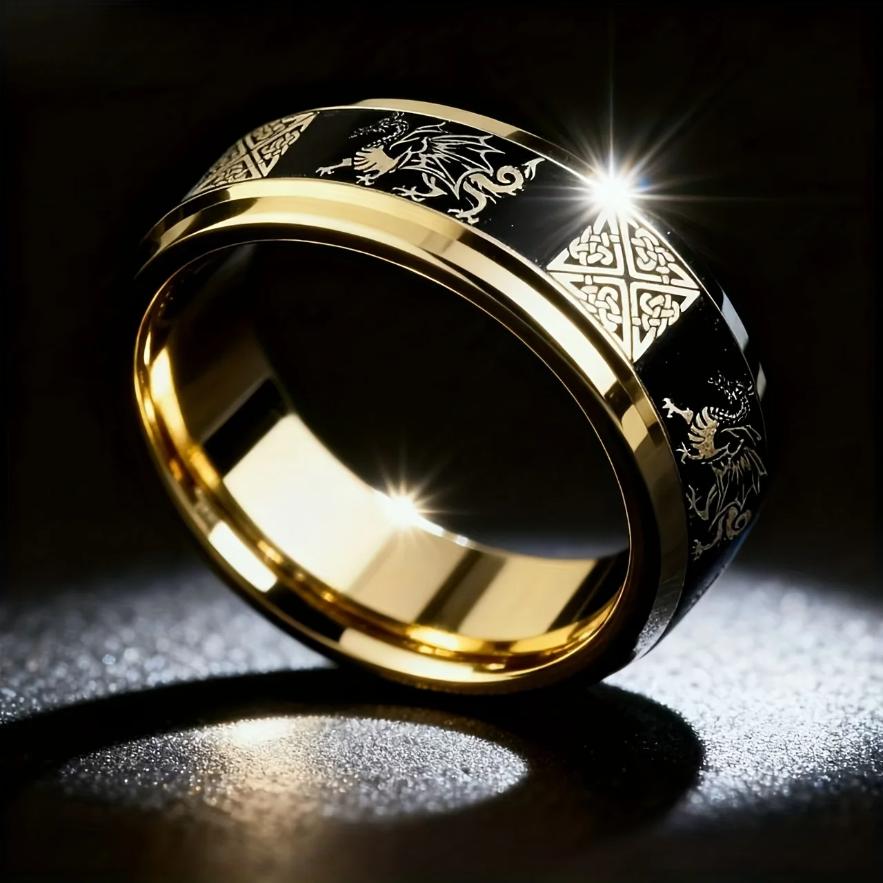 Cool Stainless Steel Celtic Dragon & Knot Ring for Men Women, Dragon Wedding Band, Celtic Ring, Everyday Wear Jewelry view 4