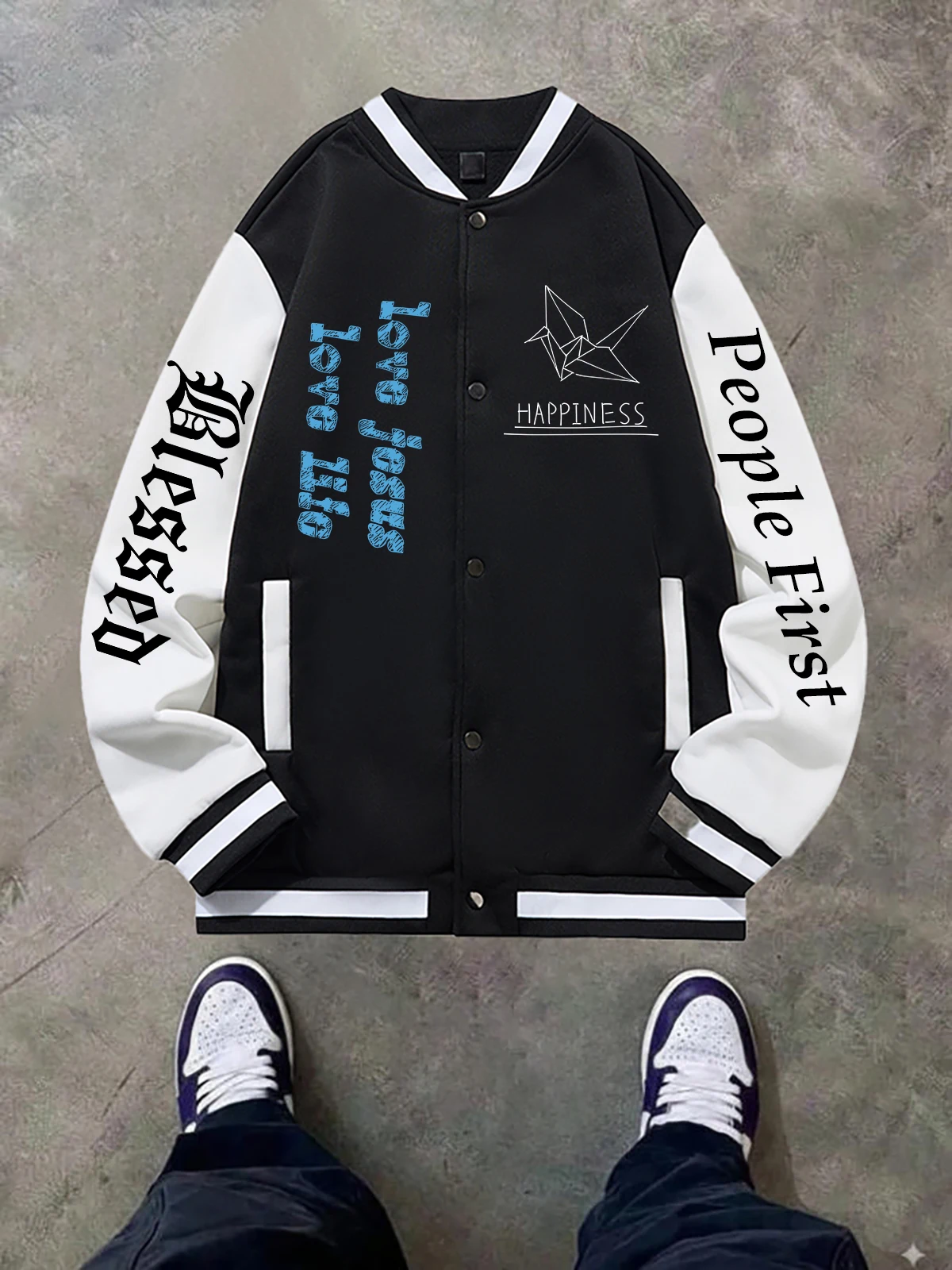 

Черная, синяя, зеленая куртка с двусторонним принтом, свободная бейсбольная куртка унисекс большого размера XS-XXL, уличное пальто, теплая флисовая мягкая куртка